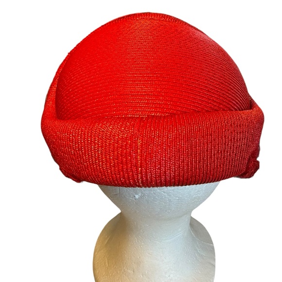 Vintage Red Veil Hat with Sparkling Detail - Picture 3 of 7